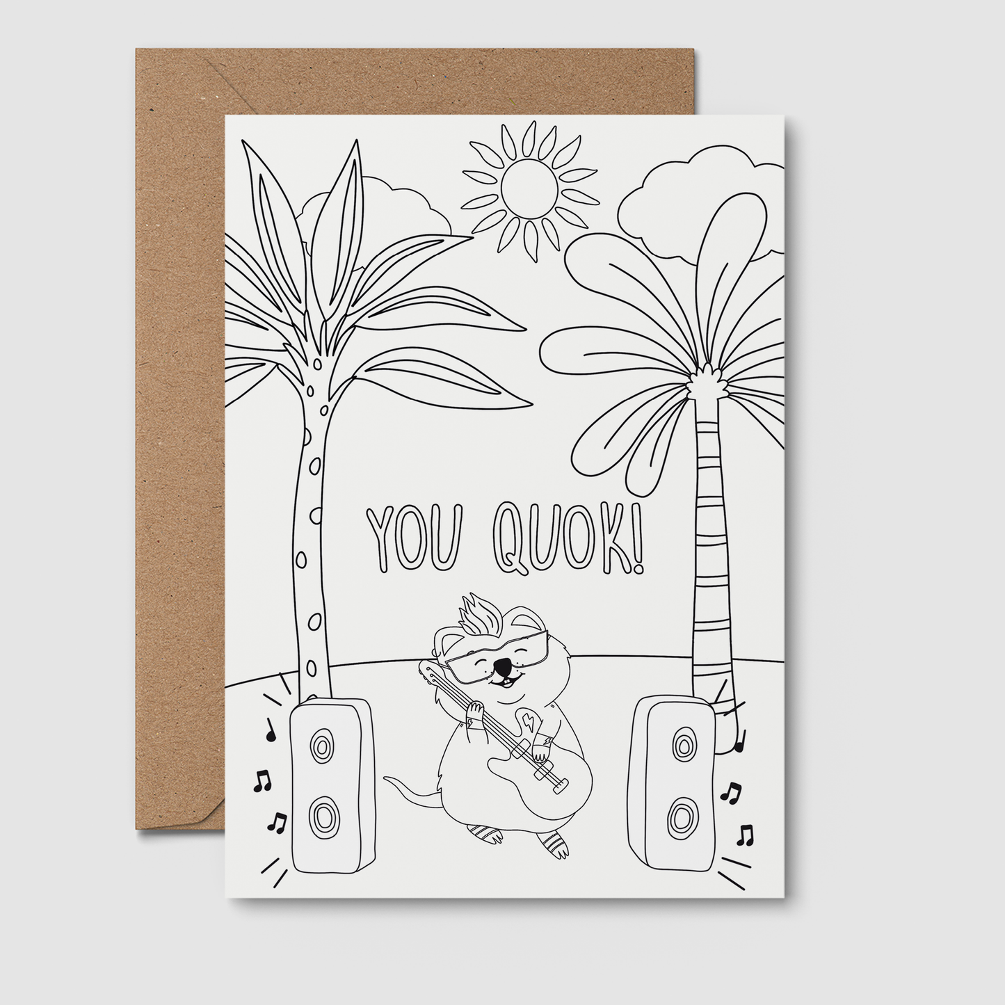 Colouring Greeting Card- Quokka, Australian Souvenir gift