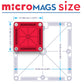 Scale showing the size of a microMAG tile compared to a regular sized tile