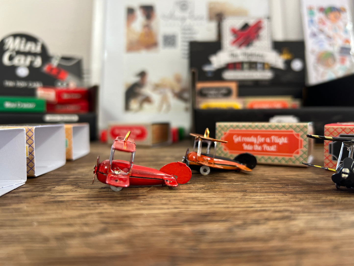 Tin matchbox Bi-plane (decoration only)